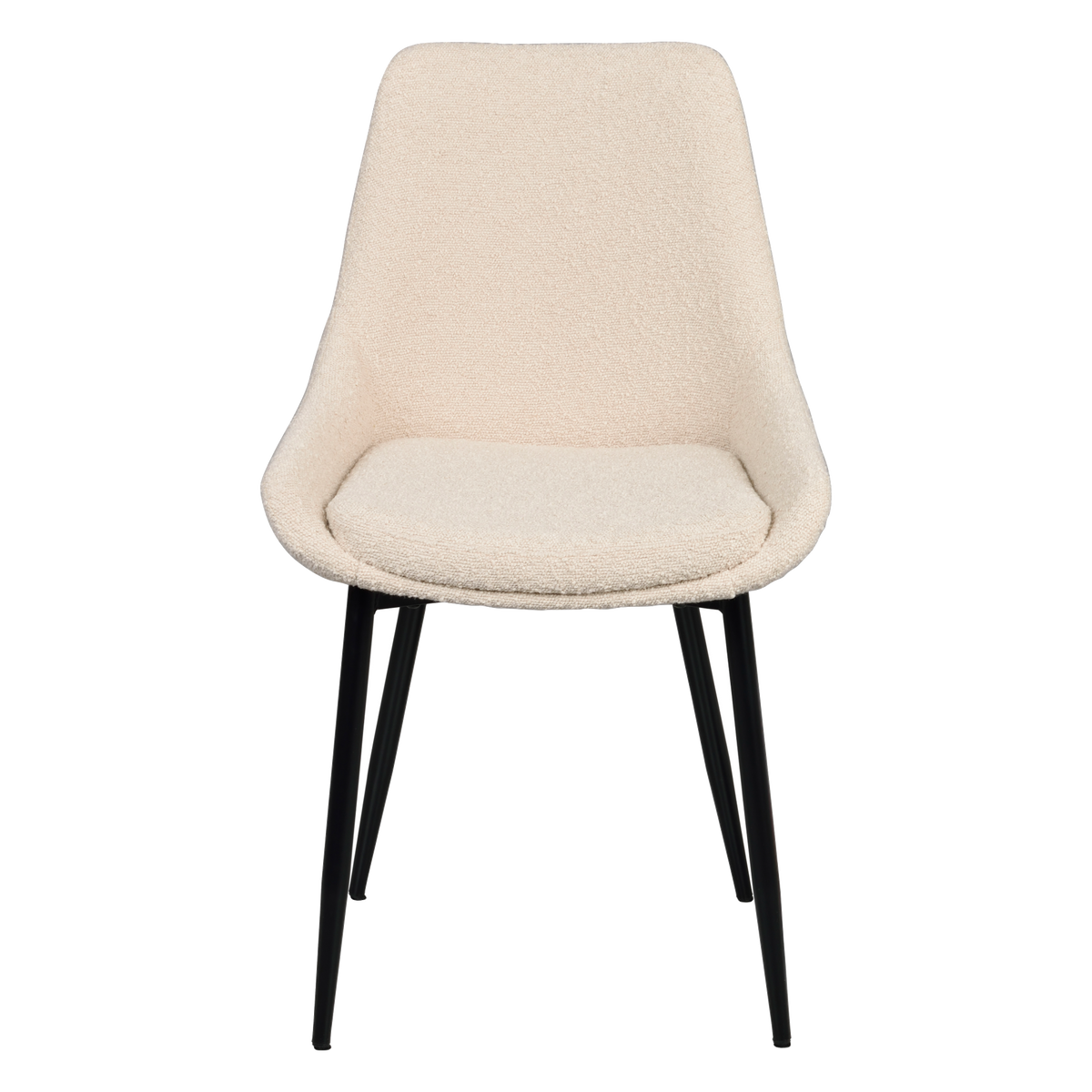 Rowico Sierra spisebordsstol i beige bouclé med sorte metalben