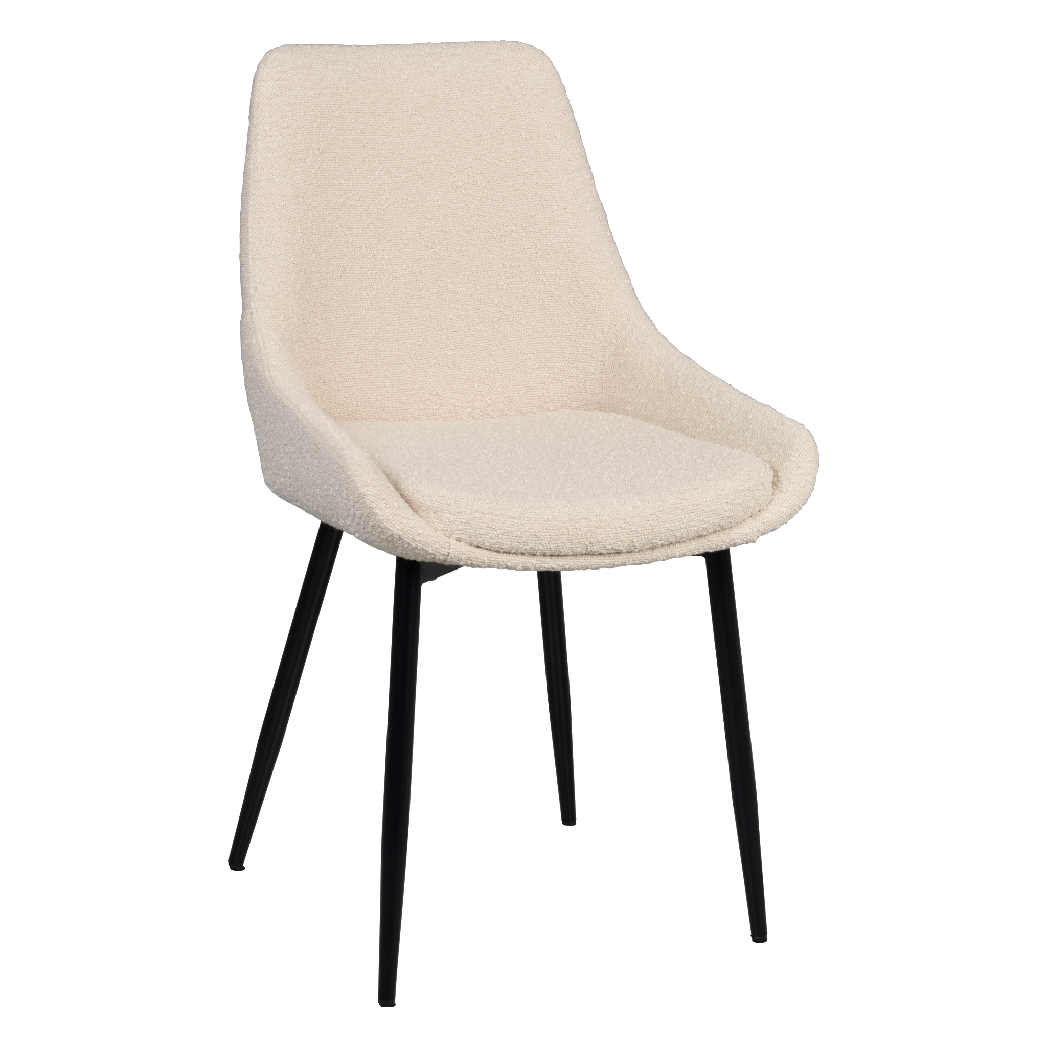 Rowico Sierra spisebordsstol i beige bouclé med sorte metalben