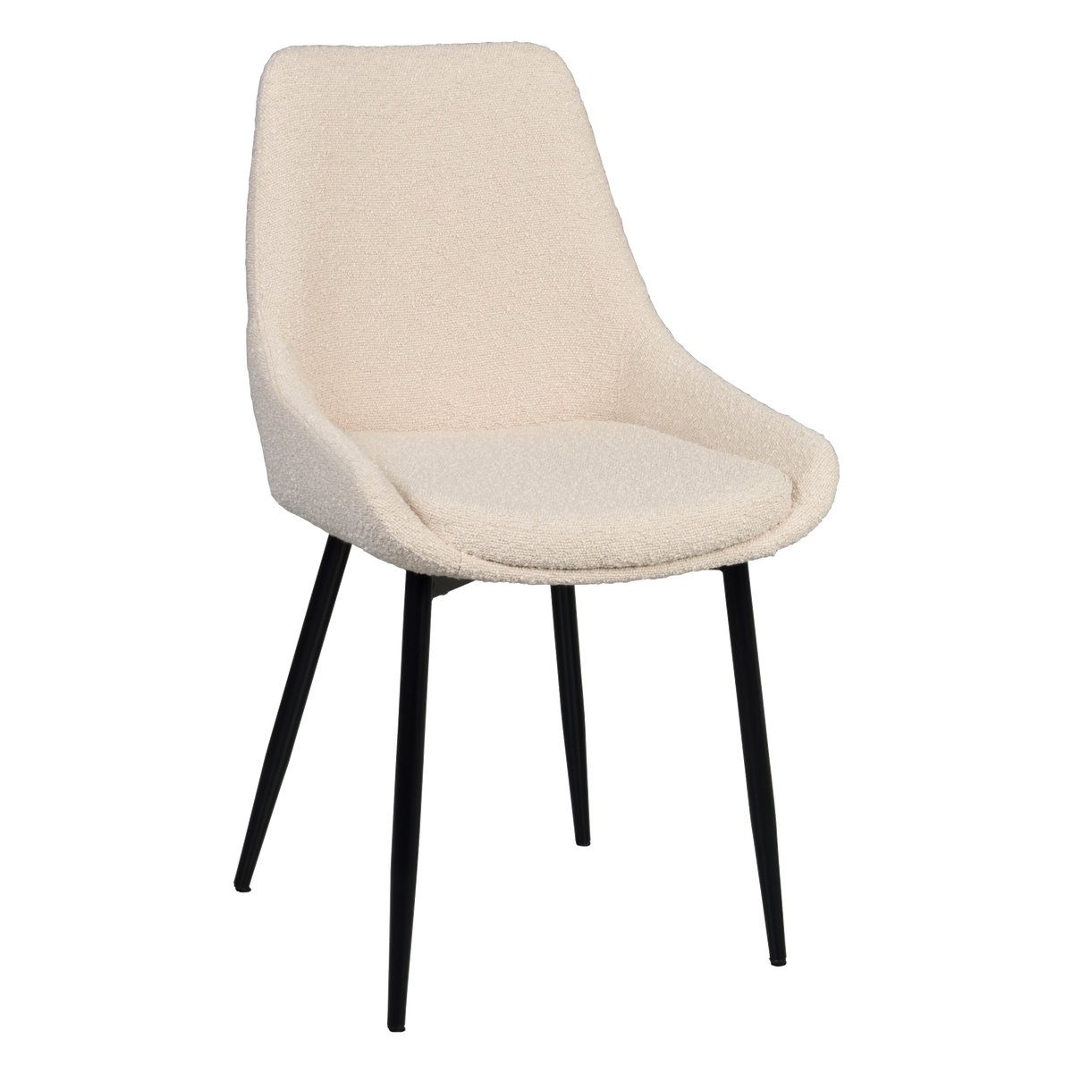 Rowico Sierra spisebordsstol i beige bouclé med sorte metalben