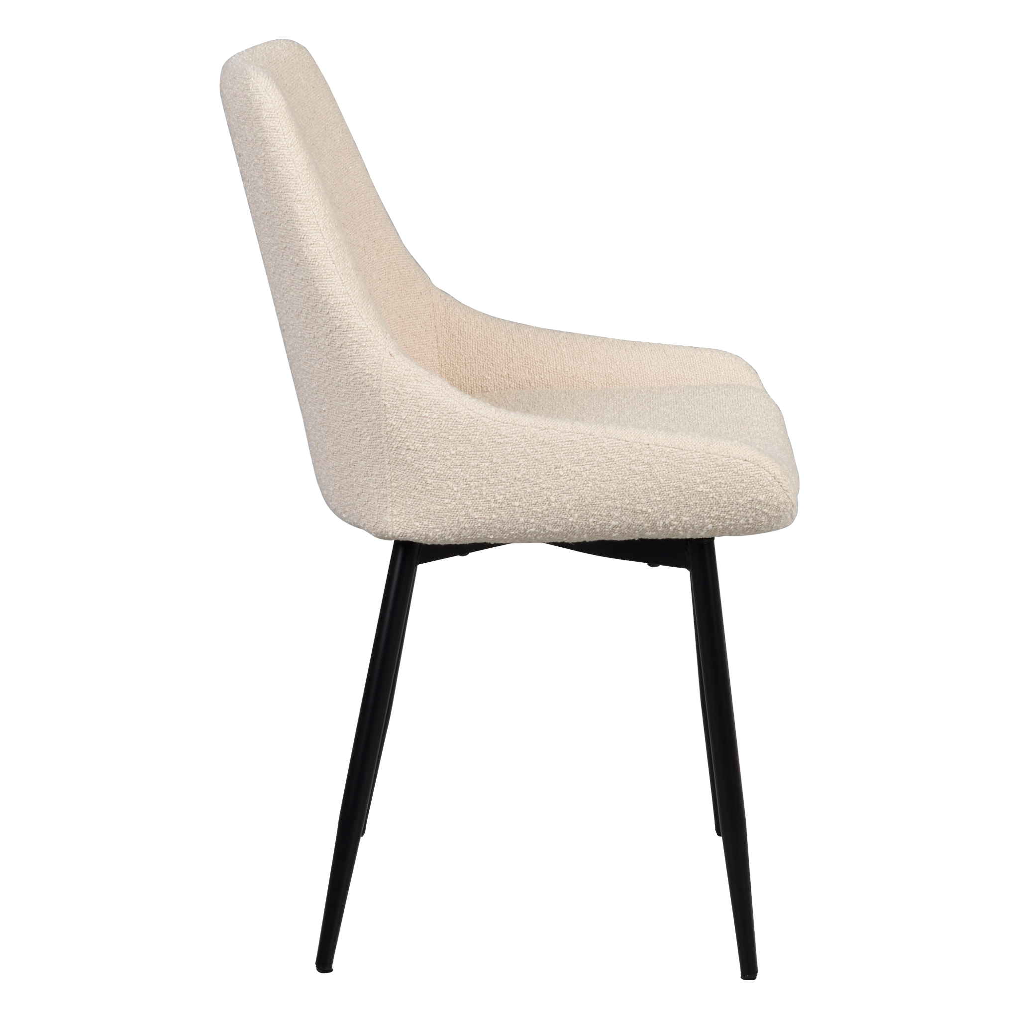 Rowico Sierra spisebordsstol i beige bouclé med sorte metalben