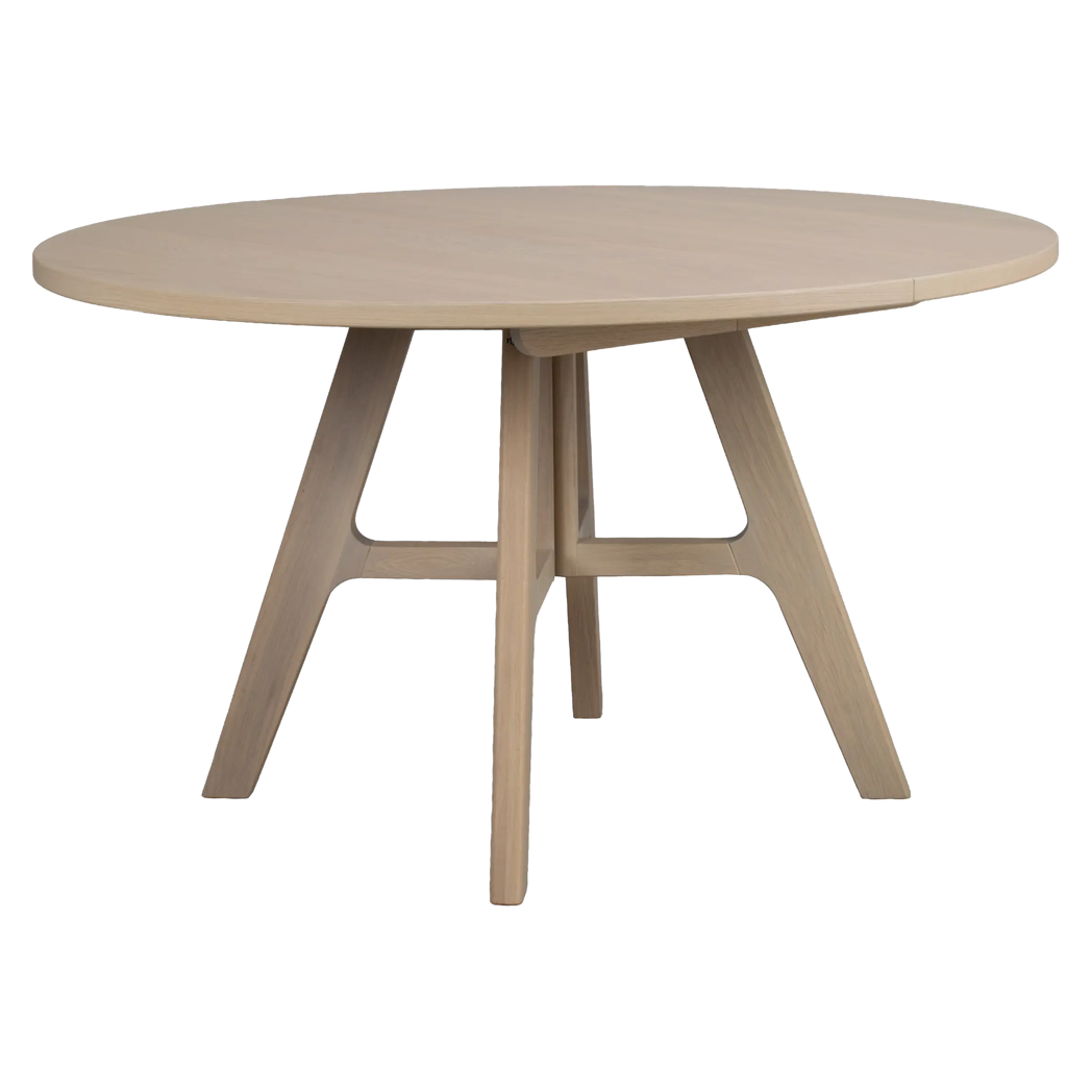 Rowico Stockbridge rundt spisebord i hvidpigmenteret eg, set forfra