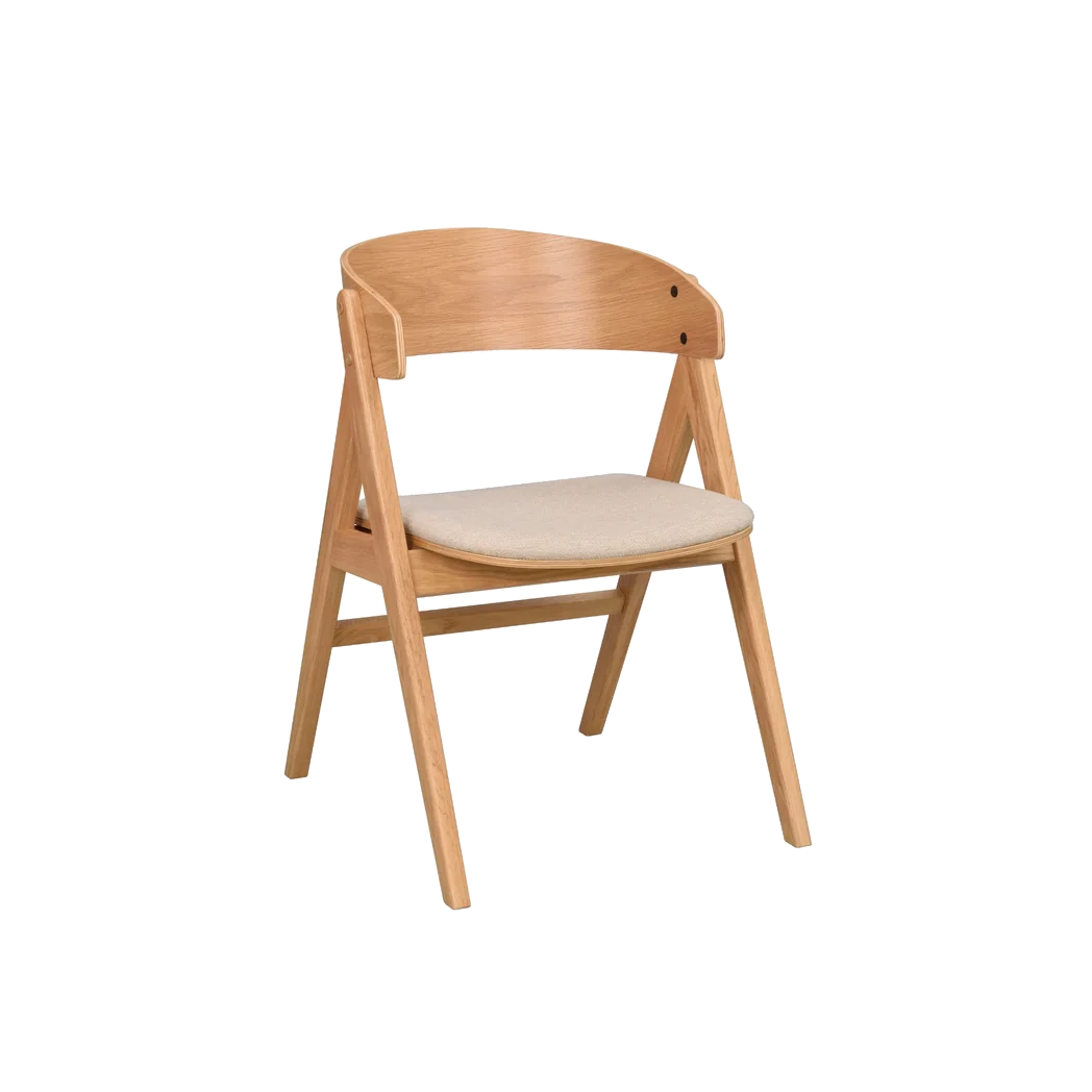 Rowico Waterton spisebordsstol i lakeret eg med beige stof