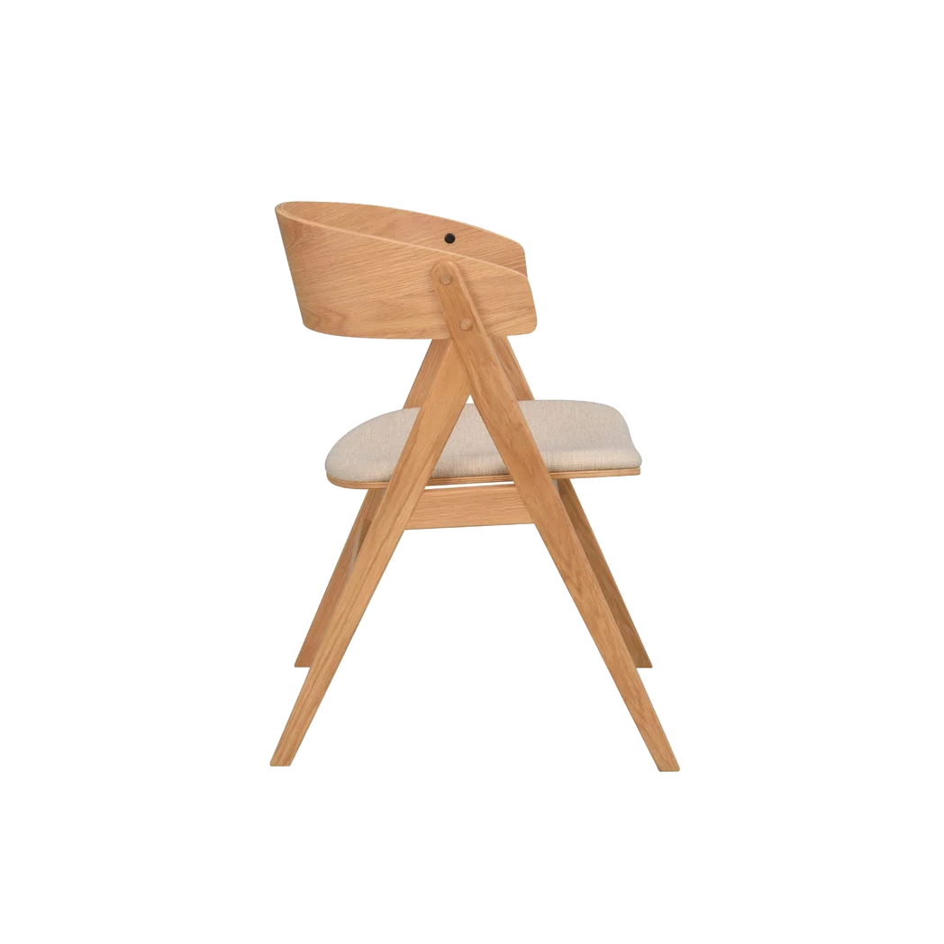 Rowico Waterton spisebordsstol i lakeret eg med beige stof