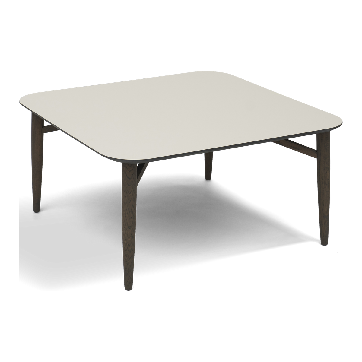 Thomsen Furniture Katrine sofabord, firkantet, lys sand nano laminat med sort kant og røgfarvede egeben