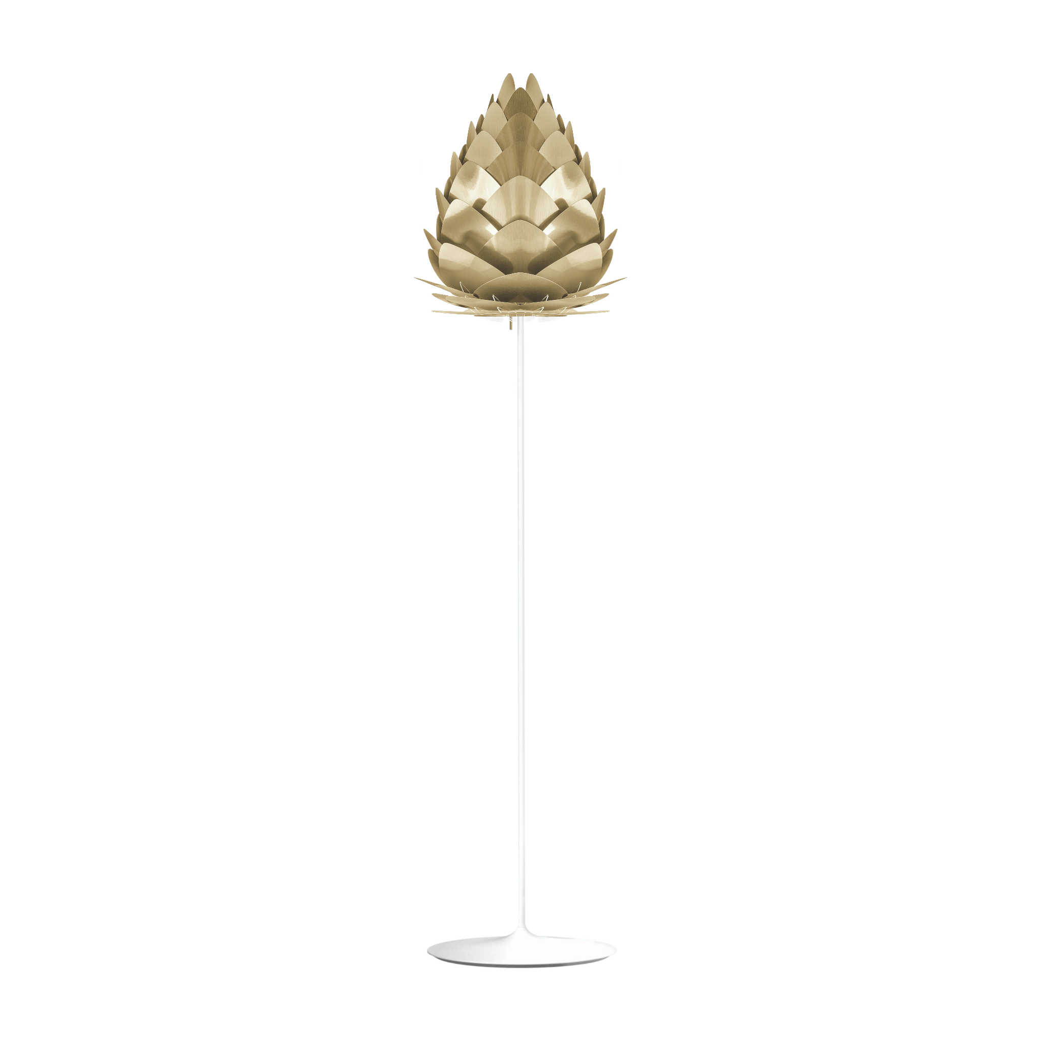 UMAGE Conia gulvlampe i Brushed Brass, Ø36 cm på Santé i hvid