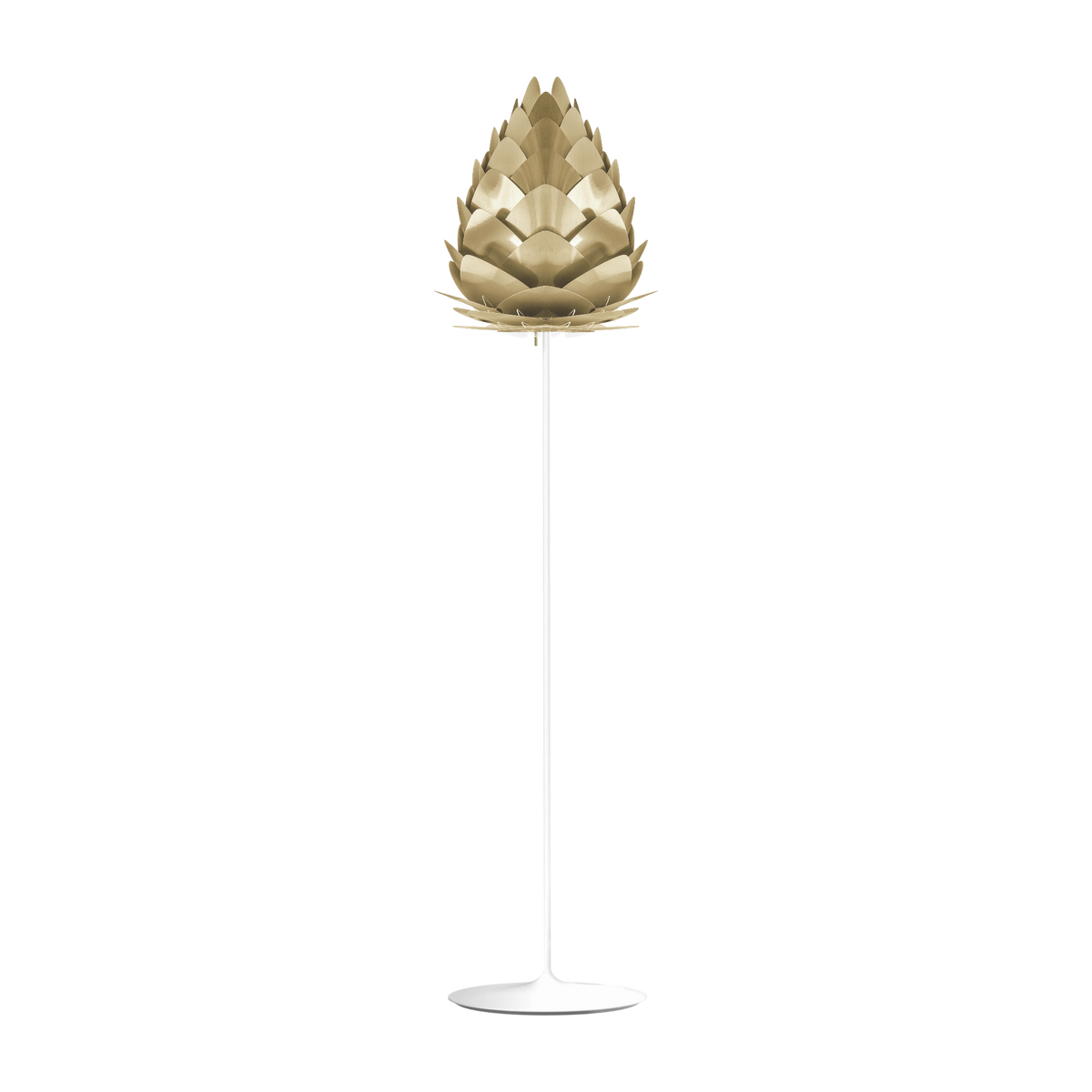 UMAGE Conia gulvlampe i Brushed Brass, Ø36 cm på Santé i hvid