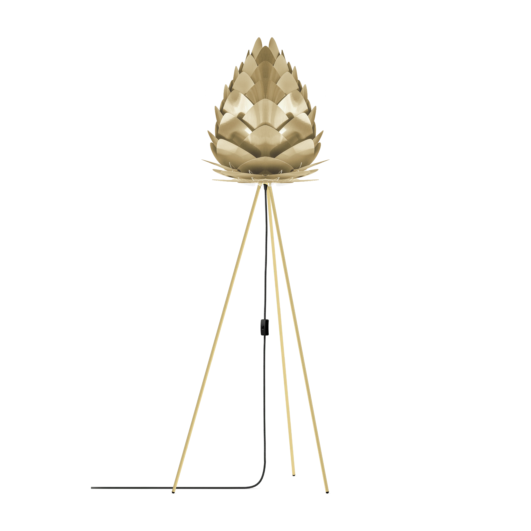 UMAGE Conia gulvlampe i Brushed Brass, Ø36 cm på Tripod floor i messing