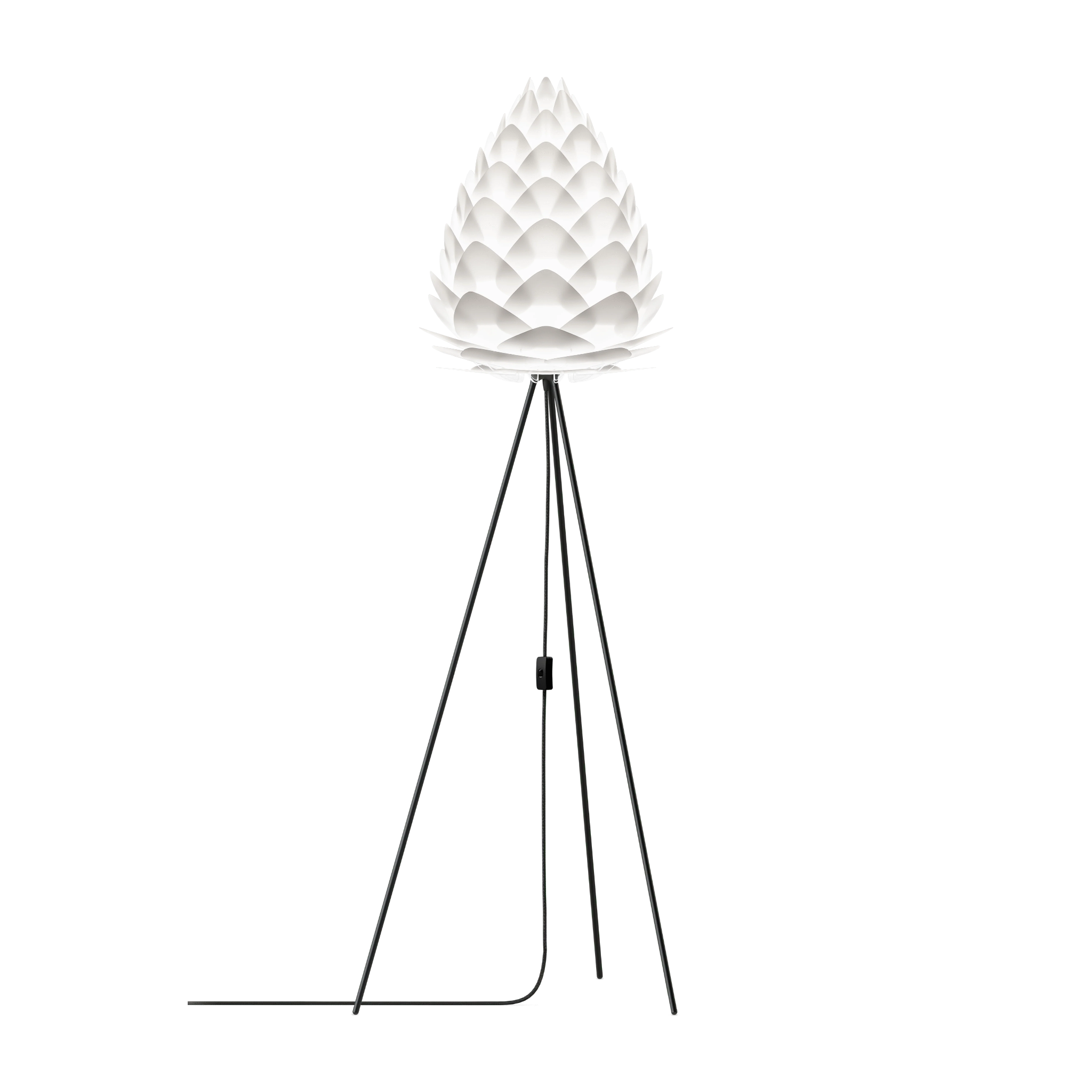 UMAGE Conia gulvlampe i Pearl White, Ø36 cm på Tripod floor i sort