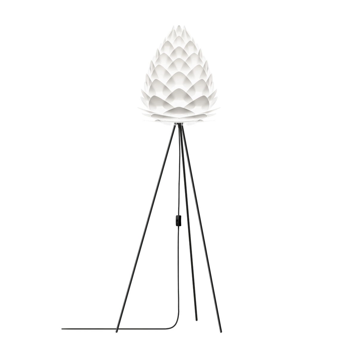 UMAGE Conia gulvlampe i Pearl White, Ø36 cm på Tripod floor i sort