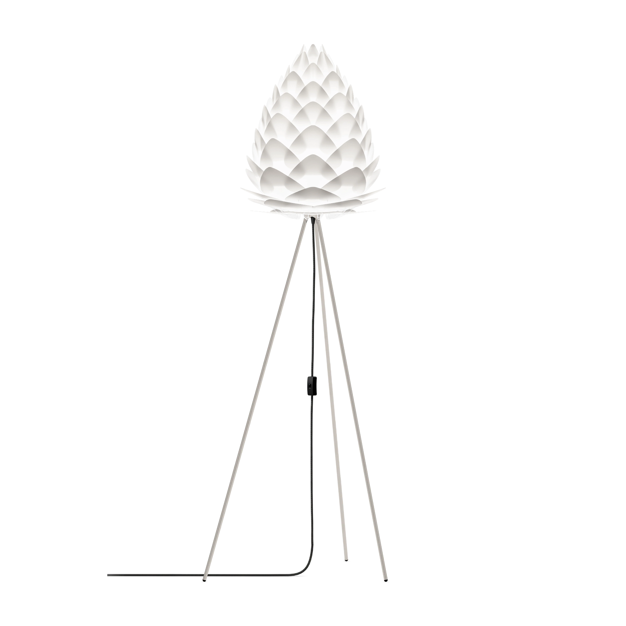 UMAGE Conia gulvlampe i Pearl White, Ø36 cm på Tripod floor i stål