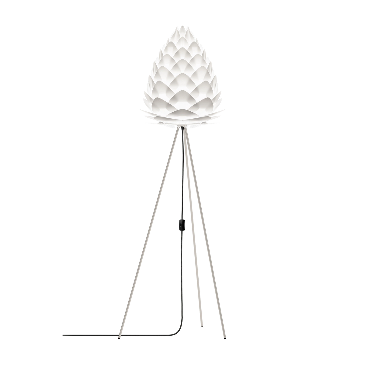 UMAGE Conia gulvlampe i Pearl White, Ø36 cm på Tripod floor i stål