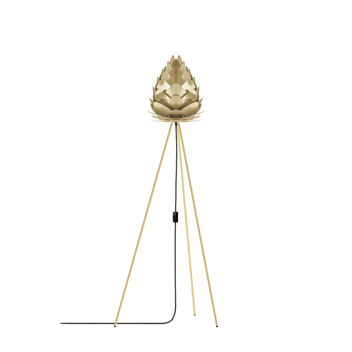 UMAGE Conia gulvlampe i Brushed Brass, Ø28 cm på Tripod floor i messing