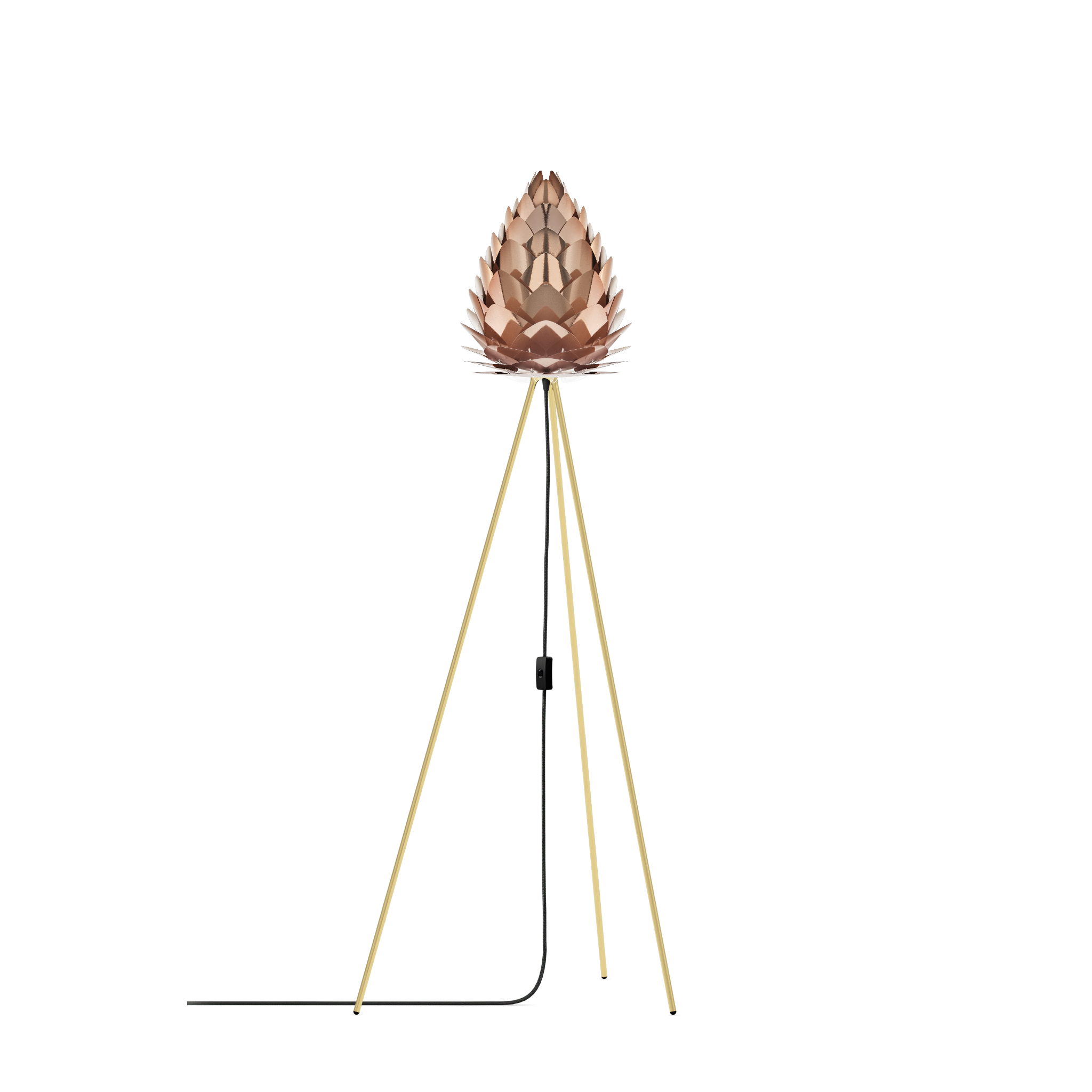 UMAGE Conia gulvlampe i Brushed Copper, Ø28 cm på Tripod floor i messing