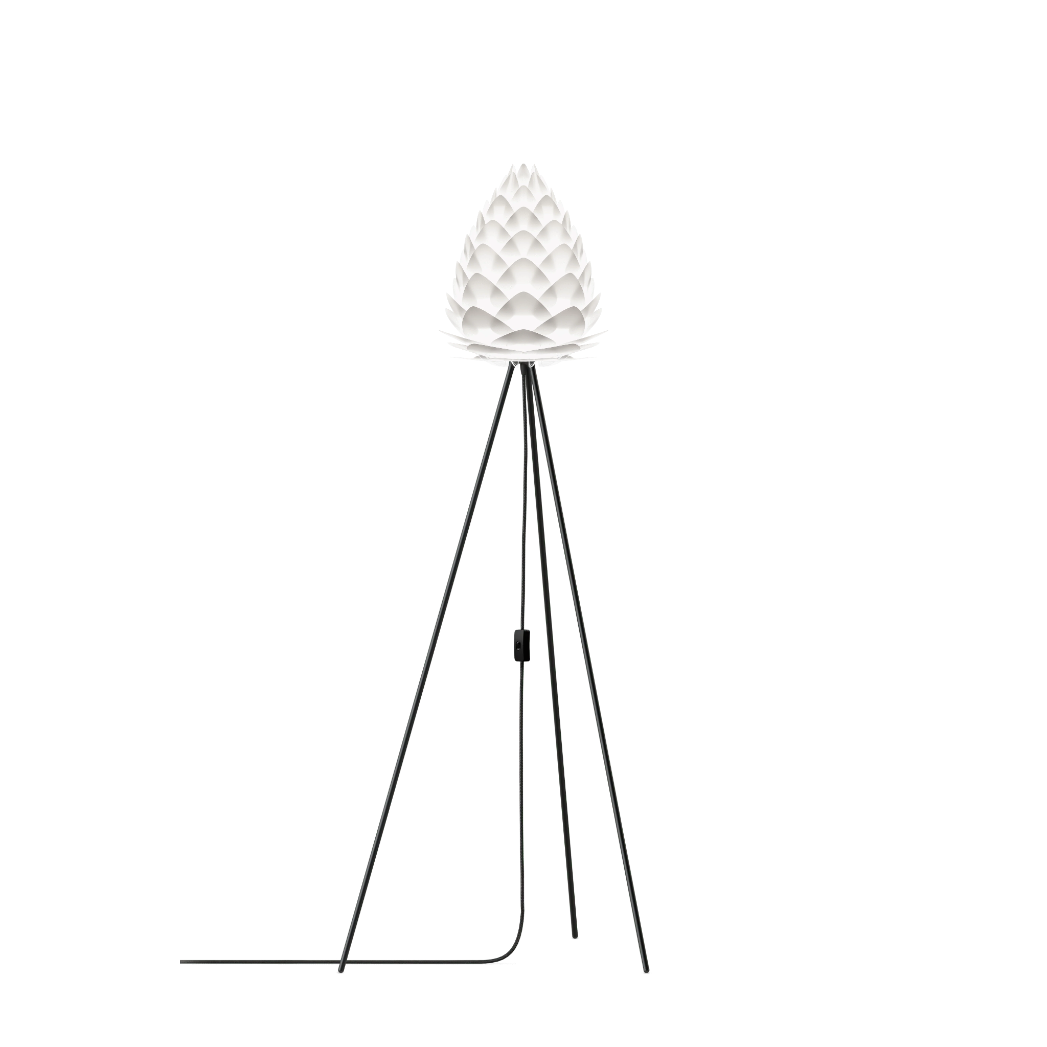 UMAGE Conia gulvlampe i Pearl White, Ø28 cm på Tripod floor i sort