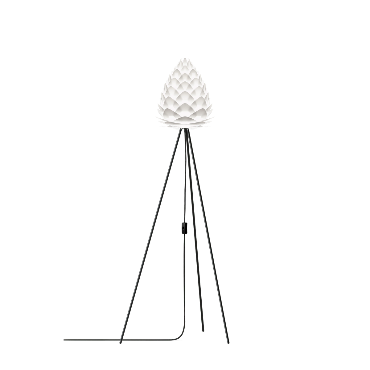 UMAGE Conia gulvlampe i Pearl White, Ø28 cm på Tripod floor i sort