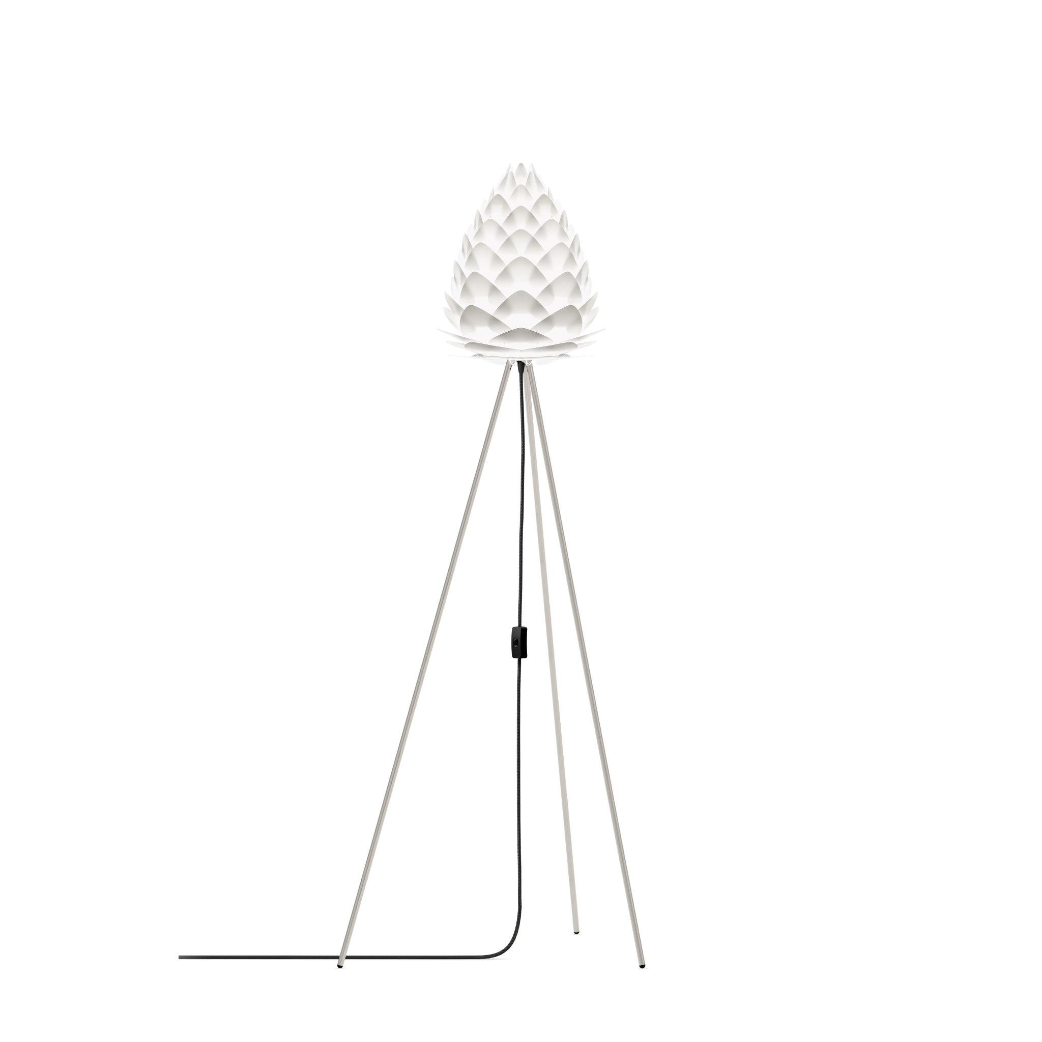UMAGE Conia gulvlampe i Pearl White, Ø28 cm på Tripod floor i stål