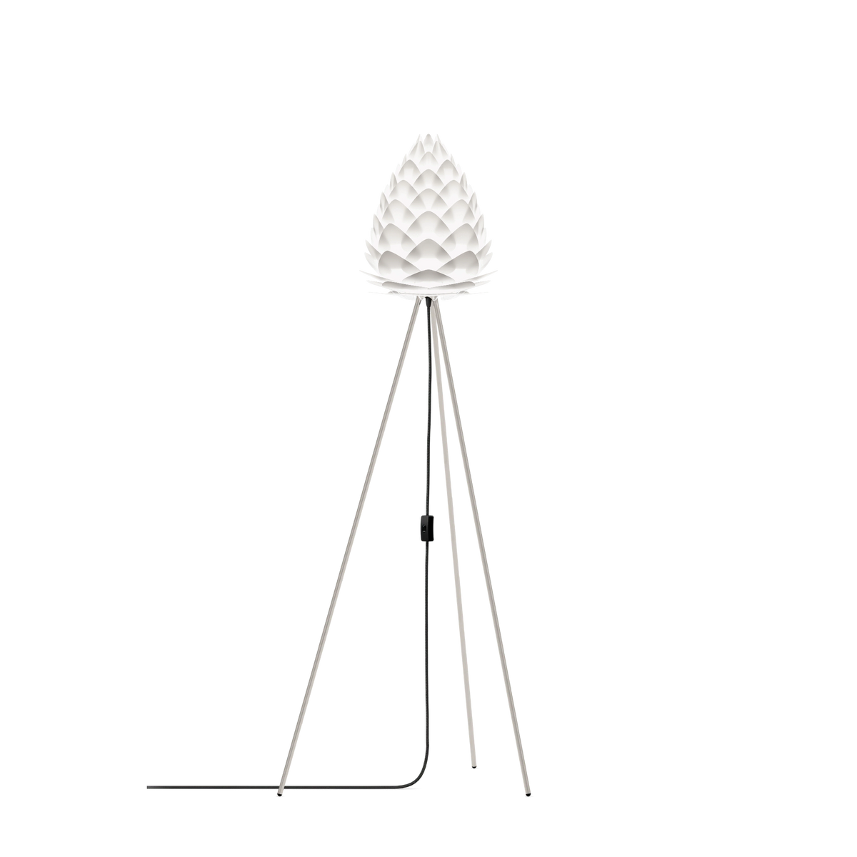 UMAGE Conia gulvlampe i Pearl White, Ø28 cm på Tripod floor i stål